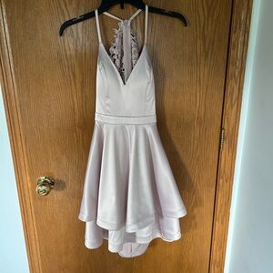 Blush satin formal dress